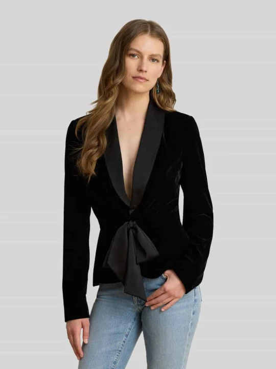 Zdjęcie produktu Żakiet krótki o kroju regular fit z szalowym kołnierzem Lauren Ralph Lauren Czarny
