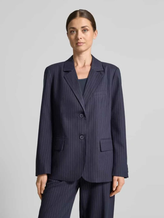 Zdjęcie produktu żakiet o kroju regular fit z dodatkiem wiskozy model 'Ryan' Lollys Laundry Granatowy