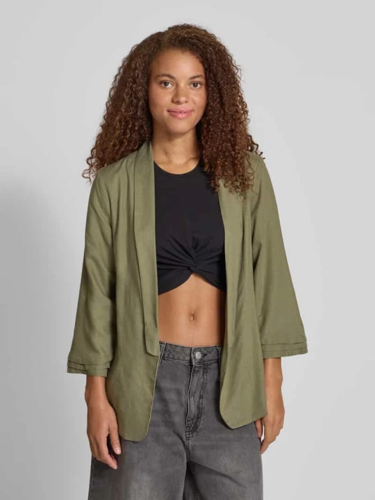 Zdjęcie produktu Żakiet o kroju regular fit z mieszanki wiskozy i lnu model ‘PIA BOSELLA’ Pieces Khaki