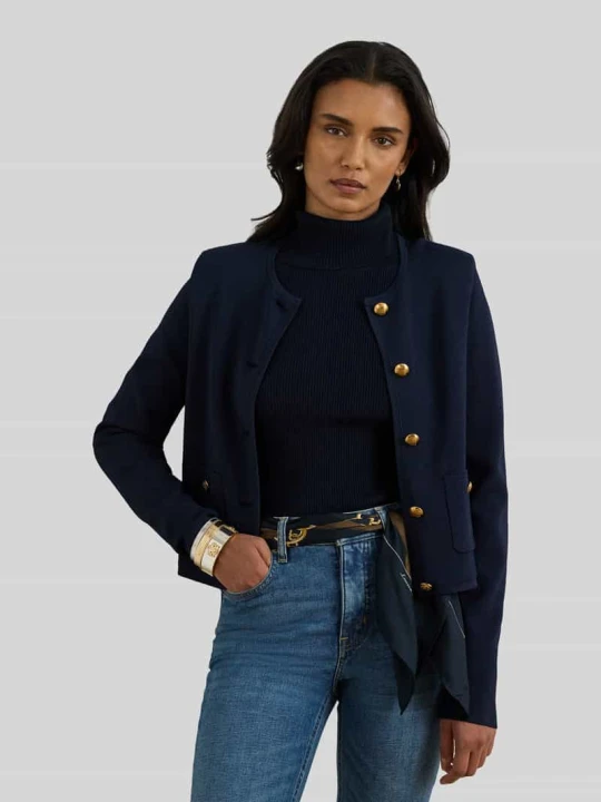 Zdjęcie produktu Żakiet o kroju regular fit z mieszanki wiskozy z guzikami Lauren Ralph Lauren Granatowy