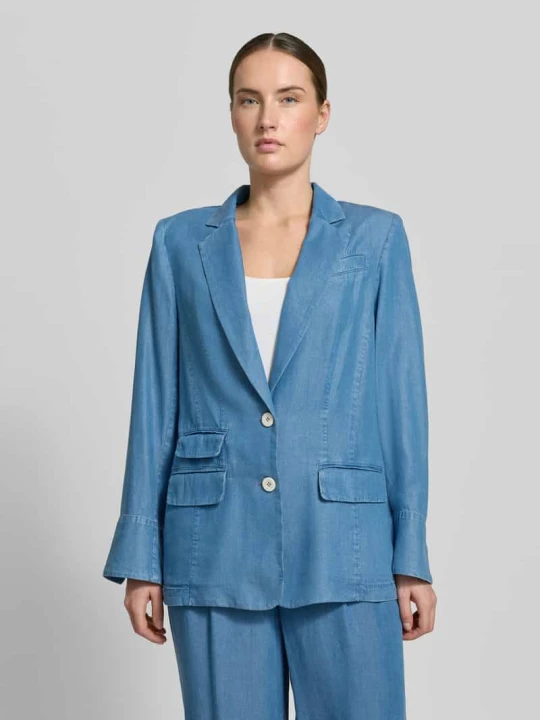 Zdjęcie produktu Żakiet o kroju relaxed fit z kieszeniami z patką Marc Cain Błękitny melanż