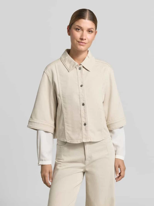 Zdjęcie produktu Żakiet o kroju relaxed fit z mieszanki bawełny, z tkaniny stylizowanej na denim Marc Cain Piaskowy