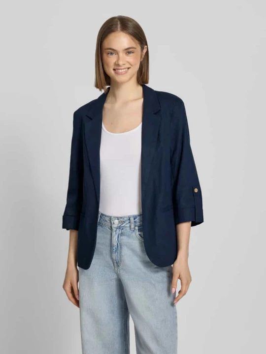 Zdjęcie produktu Żakiet o kroju relaxed fit z mieszanki wiskozy i lnu model 'GOA' Only Granatowy