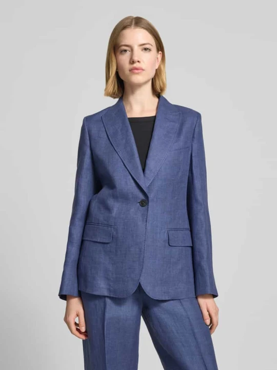 Zdjęcie produktu Żakiet o kroju shaped fit z czystego lnu model 'NALUT' Weekend Max Mara Ciemnoniebieski