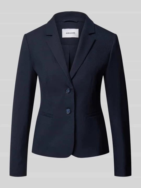 Zdjęcie produktu Żakiet o kroju slim fit z elastycznej mieszanki wiskozy z listwą guzikową MORE & MORE Granatowy