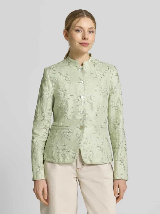 Zdjęcie produktu Żakiet o kroju slim fit z haftami i stójką White Label Zielony