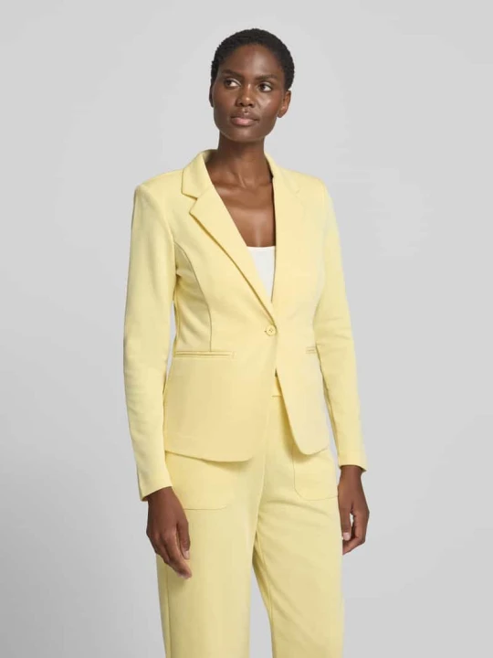 Zdjęcie produktu Żakiet o kroju slim fit z kieszeniami z wypustkami model 'KATE PIQUE' Ichi Pastelowy żółty
