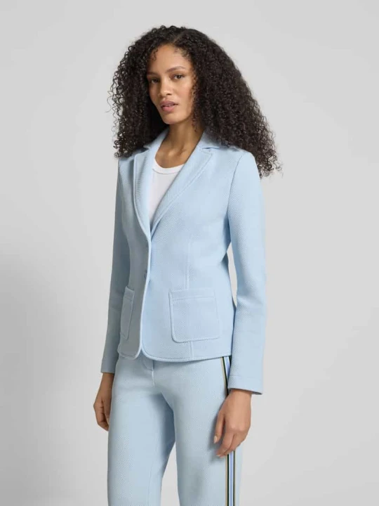 Zdjęcie produktu Żakiet o kroju slim fit z kołnierzem z połami Marc Cain Jasnoniebieski