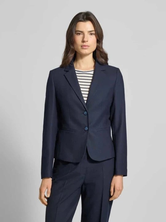 Zdjęcie produktu Żakiet o kroju slim fit z kołnierzem z połami MORE & MORE Granatowy