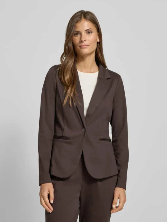 Zdjęcie produktu Żakiet o kroju slim fit z lamowanymi kieszeniami model ‘KATE’ Ichi Ciemnobrązowy