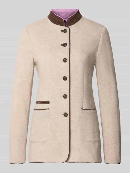 Zdjęcie produktu Żakiet o kroju slim fit z mieszanki wełny lana ze stójką White Label Beżowy