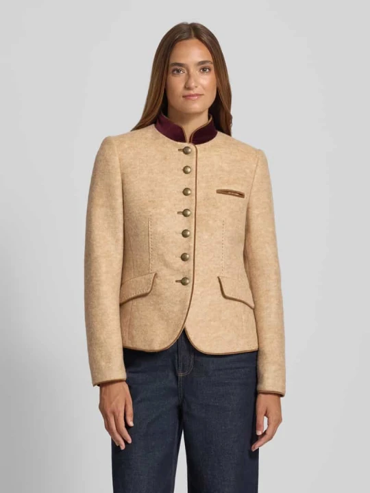 Zdjęcie produktu Żakiet o kroju slim fit z mieszanki wełny z kieszeniami z patką White Label Piaskowy