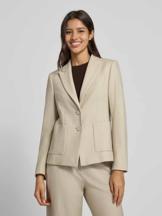 Zdjęcie produktu Żakiet o kroju slim fit z mieszanki wiskozy z kołnierzem z połami LUISA CERANO Beżowy