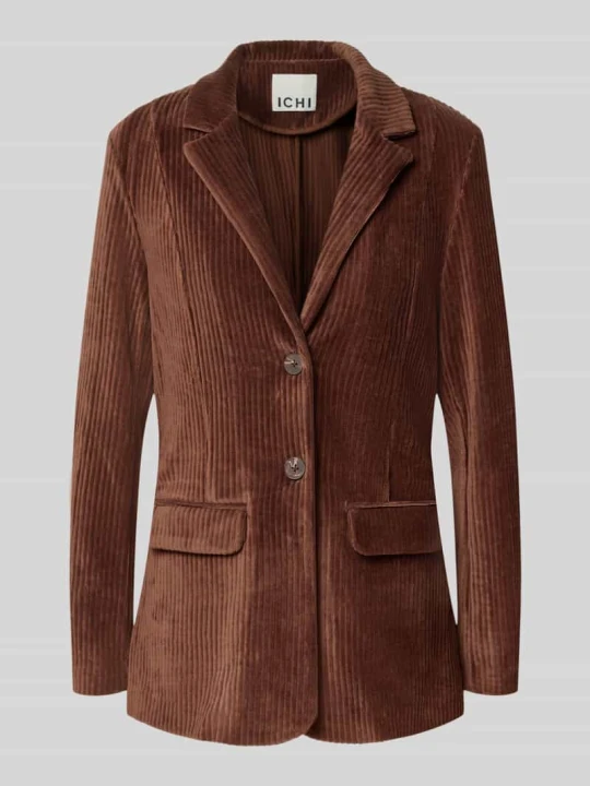 Zdjęcie produktu żakiet o kroju slim fit z sztruksu model 'TAMARY' Ichi Ciemnobrązowy