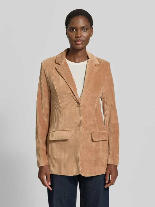 Zdjęcie produktu żakiet o kroju slim fit z sztruksu model 'TAMARY' Ichi Średniobrązowy