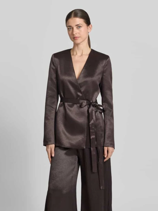 Zdjęcie produktu Żakiet o kroju slim fit z wiązanym paskiem Boss Ciemnobrązowy