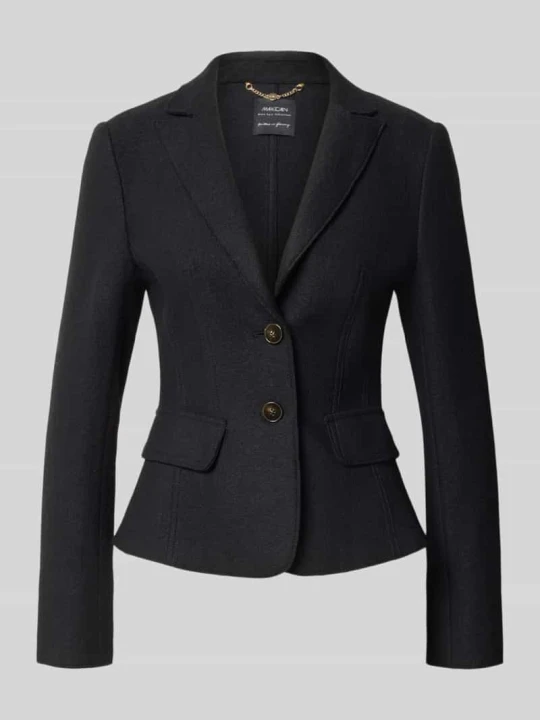 Zdjęcie produktu Żakiet o kroju slim fit z żywej wełny z kieszeniami z patką Marc Cain Czarny