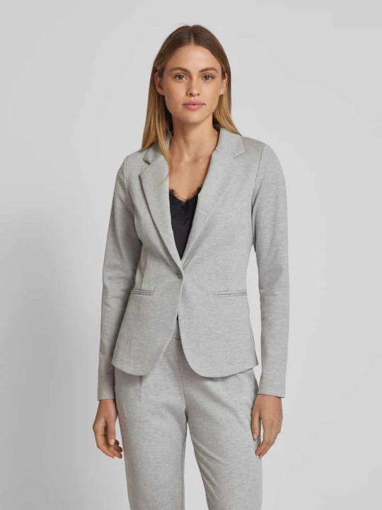 Zdjęcie produktu Żakiet o kroju slim fit z lamowanymi kieszeniami model ‘KATE’ Ichi Jasnoszary melanż