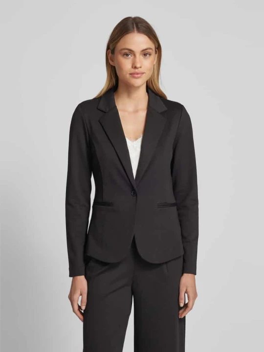 Zdjęcie produktu Żakiet o kroju slim fit z lamowanymi kieszeniami model ‘KATE’ Ichi Czarny