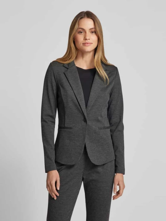 Zdjęcie produktu Żakiet o kroju slim fit z lamowanymi kieszeniami model ‘KATE’ Ichi Ciemnoszary