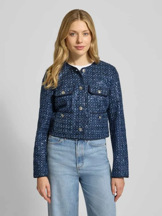 Zdjęcie produktu Żakiet z okrągłym dekoltem model ‘ELISA’ Guess Jeansowy niebieski