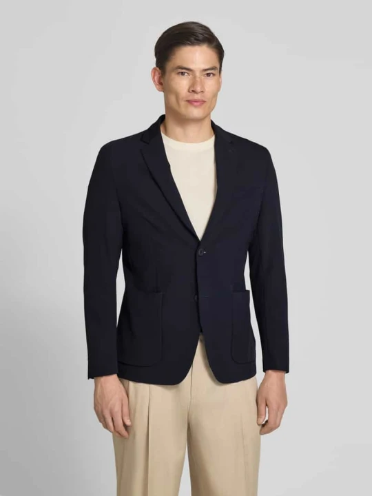 Zdjęcie produktu żakiet zapinany na 2 guziki o kroju slim fit z kołnierzem z połami MARKUP Granatowy