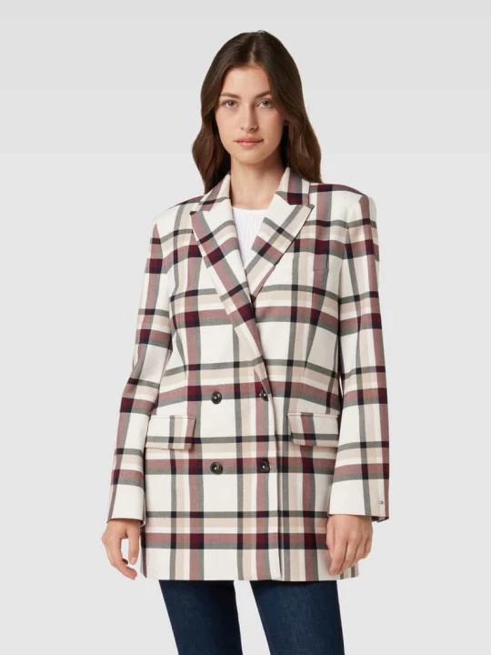 Zdjęcie produktu Żakiet ze wzorem w kratę model ‘GLOBAL STRIPE CHECK’ Tommy Hilfiger Piaskowy