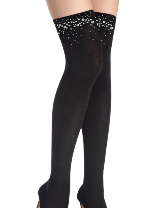 Zdjęcie produktu Zakolanówki damskie ozdobione kryształkami Zazu 899 Diamonds Marilyn NERO