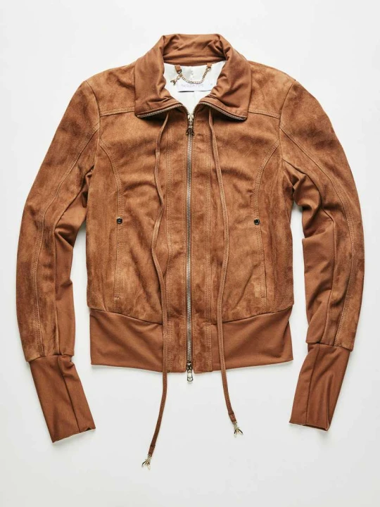 Zdjęcie produktu Zamszowa kurtka typu blouson Patrizia Pepe beżowy