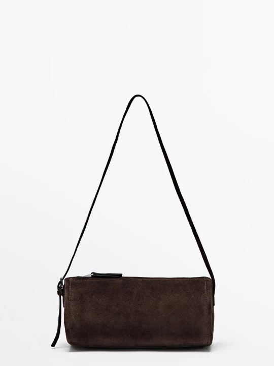 Zdjęcie produktu Zamszowa Torebka Listonoszka - Czekoladowy - Massimo Dutti - Female