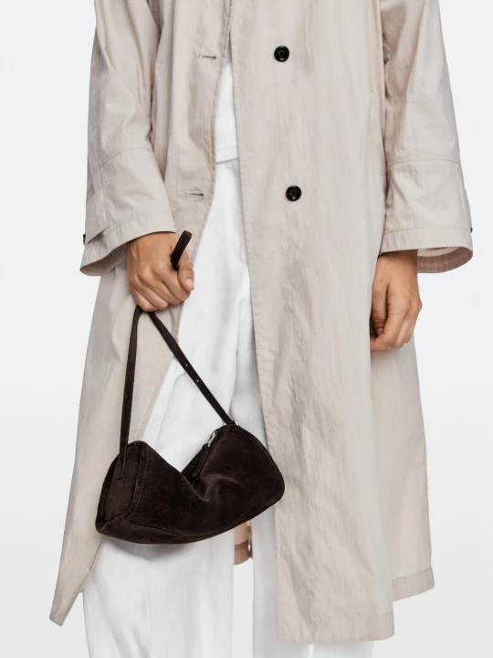 Zdjęcie produktu Zamszowa Torebka Listonoszka - Czekoladowy - Massimo Dutti - Female