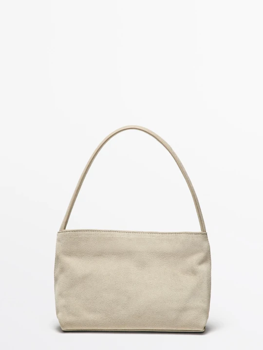Zdjęcie produktu Zamszowa Torebka Na Ramię - Ecru - Massimo Dutti - Female