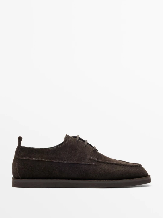 Zdjęcie produktu Skórzane Półbuty Z Zamszu Z Przeszyciami - Brązowy - Massimo Dutti - Male