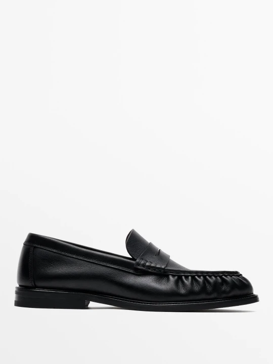 Zdjęcie produktu Marszczone Mokasyny Ze Skóry - Czarny - Massimo Dutti - Male