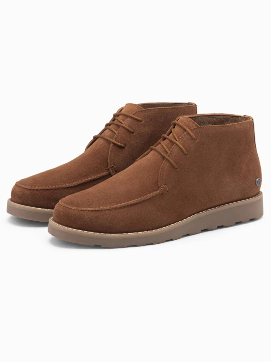 Zdjęcie produktu Zamszowe męskie buty za kostkę z grubą podeszwą – brązowe V2 - Rozmiar: 43 Ombre Clothing