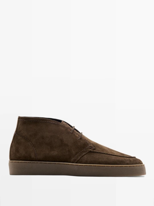 Zdjęcie produktu Zamszowe Półbuty Ze Skóry Z Wypukłym Szwem - Brązowy - Massimo Dutti - Male