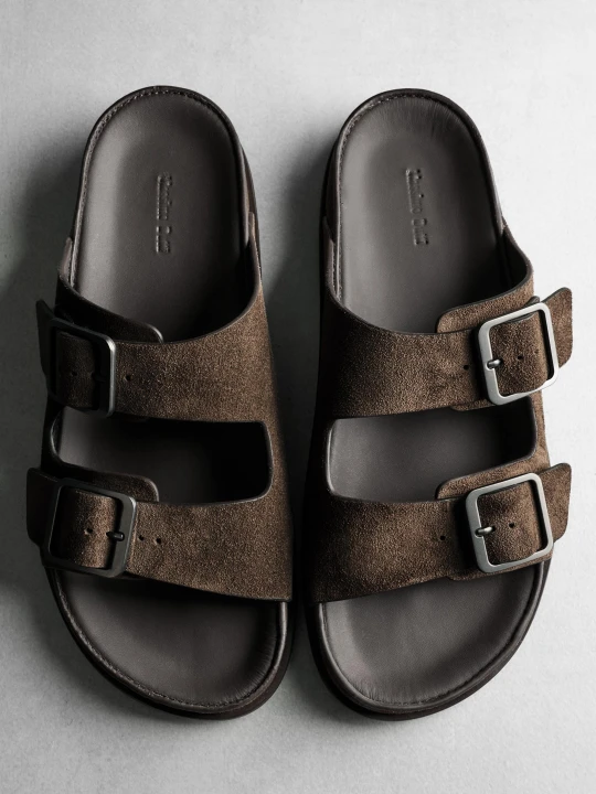 Zdjęcie produktu Zamszowe Sandały Z Klamrami - Brązowy - Massimo Dutti - Male