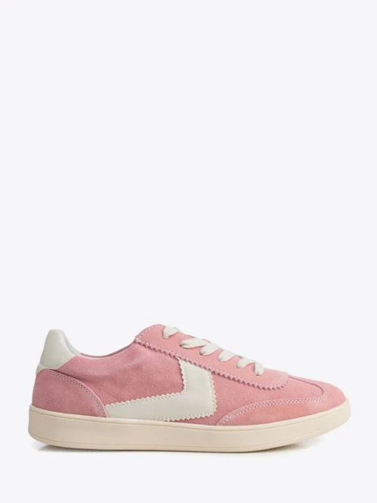 Zdjęcie produktu Zamszowe sneakersy z kontrastowymi wstawkami z ekoskóry różowo - białe Wittchen