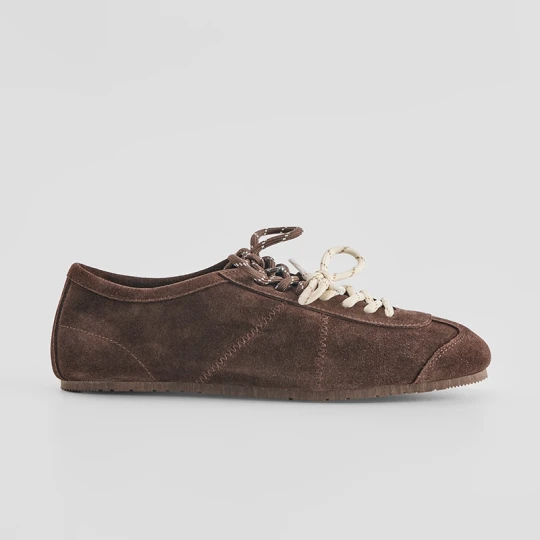 Zdjęcie produktu Zamszowe sneakersy z podwójnymi sznurówkami brązowe House