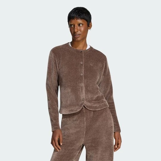 Zdjęcie produktu ZAPINANY NA GUZIKI KARDIGAN Z SZENILOWEJ DZIANINY PREM ESS Adidas Earth Strata