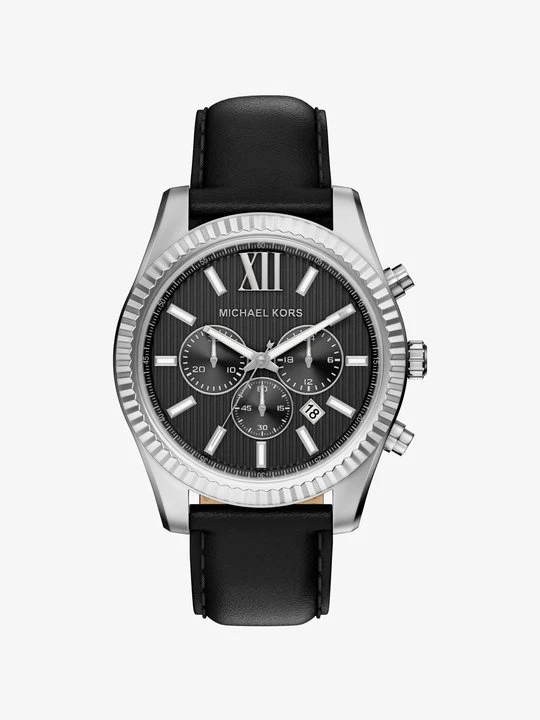 Zdjęcie produktu Zegarek Lexington z dużą kopertą w srebrnym kolorze ze skórzanym paskiem Michael Kors