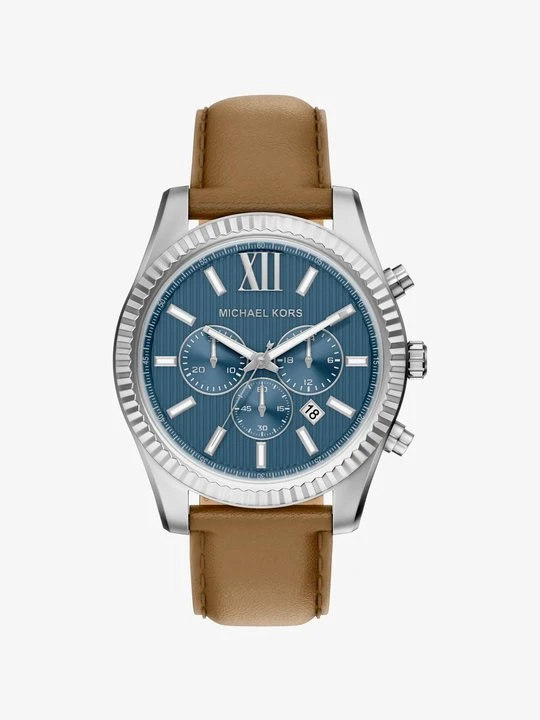 Zdjęcie produktu Zegarek Lexington z dużą kopertą w srebrnym kolorze ze skórzanym paskiem Michael Kors