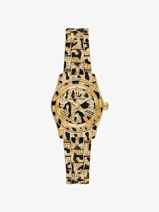 Zdjęcie produktu Zegarek miniaturowy Lexington w złotym kolorze z nadrukiem zwierzęcym z kryształkami pavé Michael Kors