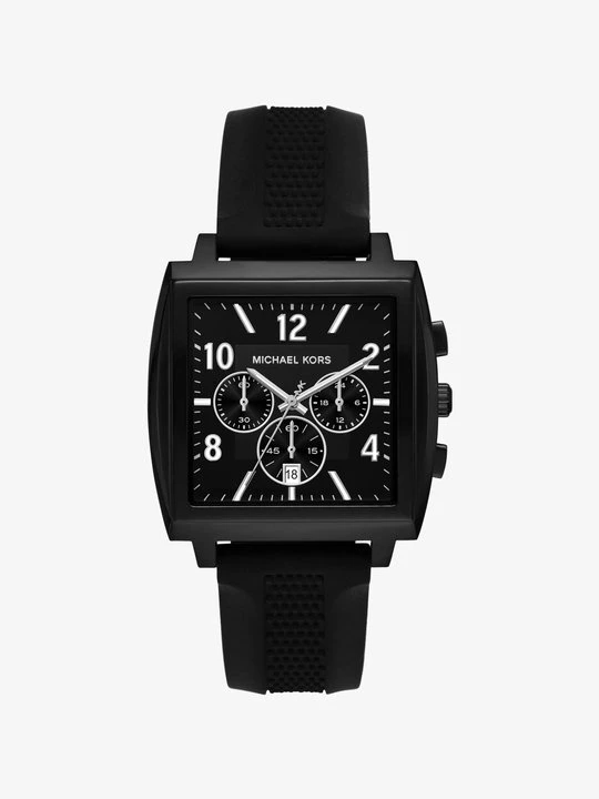 Zdjęcie produktu Zegarek Rhys z dużą czarną kopertą i silikonowym paskiem Michael Kors