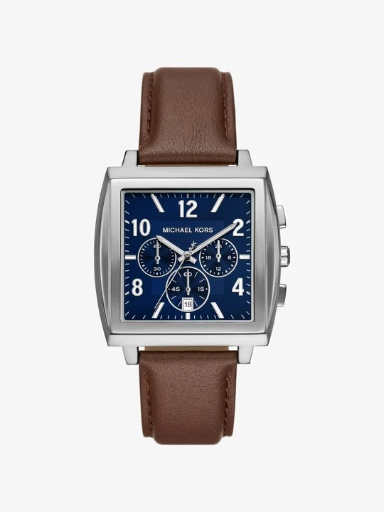 Zdjęcie produktu Zegarek Rhys z dużą kopertą w srebrnym kolorze z paskiem ze skóry Michael Kors