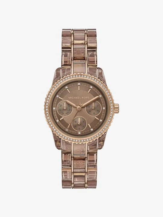Zdjęcie produktu Zegarek Ritz z kryształkami pavé w kolorze beżowego złota i octanu Michael Kors