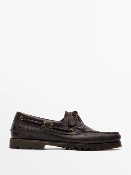 Zdjęcie produktu Żeglarskie Buty Ze Skóry Nappa - Brązowy - Massimo Dutti - Male