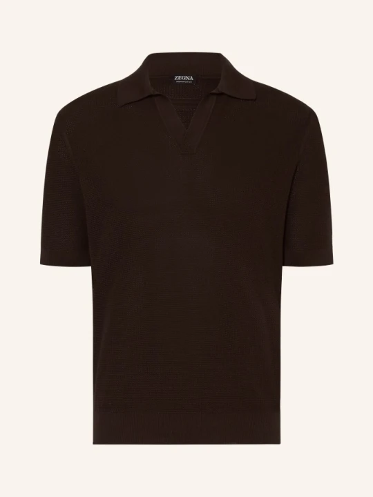 Zdjęcie produktu Zegna Dzianinowa Koszulka Polo braun CIEMNOBRĄZOWY