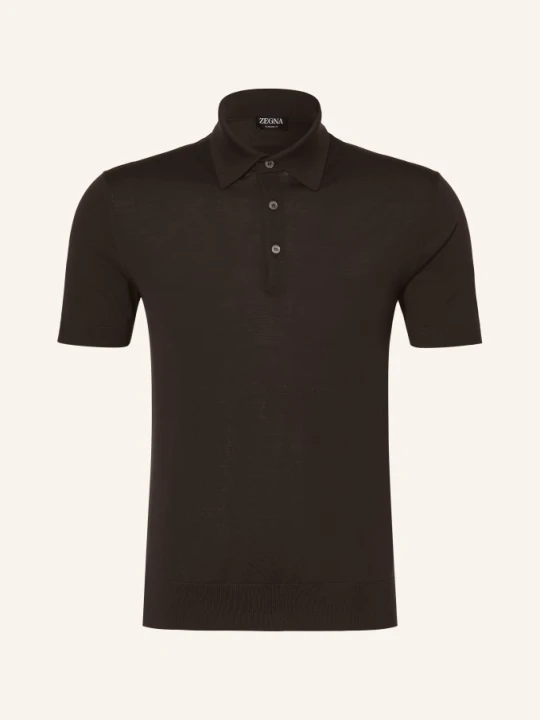 Zdjęcie produktu Zegna Dzianinowa Koszulka Polo braun CIEMNOBRĄZOWY