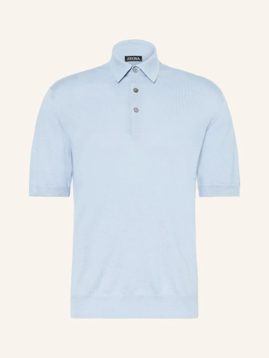 Zdjęcie produktu Zegna Dzianinowa Koszulka Polo Z Jedwabiem blau JASNONIEBIESKI